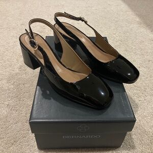Bernardo Alexia Black Soft Patent Slingbacks